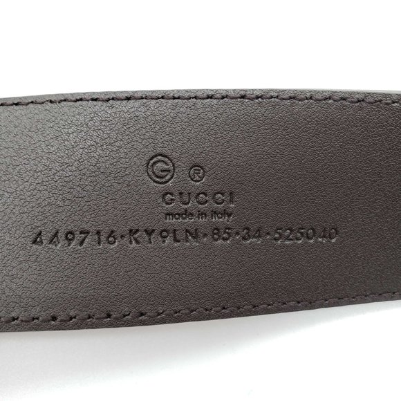 100% Authentic Gucci GG Leather Canvas Brown Belt - Picture 7 of 9